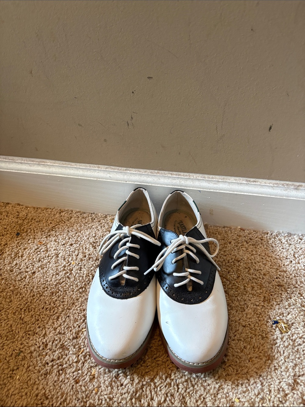 Eastland Two-Tone Saddle Shoes in White and Black Oxfords